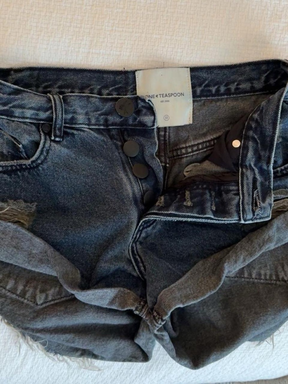One Teaspoon Women's Black Washed Boyfriend Denim Shorts